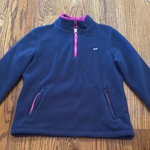 Vineyard Vines Blue and Pink Fleece Quarter Zip